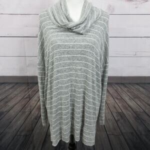 Buckle Shirt Top Womens Large Gray Brushed Knit Cowl Neck Boxy Soft‎ Cozy Tunic